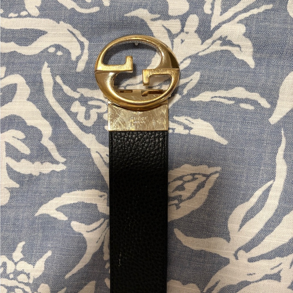 Gucci Black and Pink Belt with Gold Buckle - Picture 2 of 3